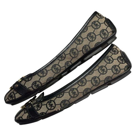 Michael Kors MK Black Leather Trim Ballerina Flat Fulton Shoes Size 8M - Picture 7 of 10